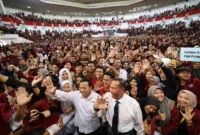 Menteri Pertahanan Prabowo Subianto saat memberi Kuliah Umum di Universitas Muhammadiyah Malang. (Dok. Tim Media Prabowo)