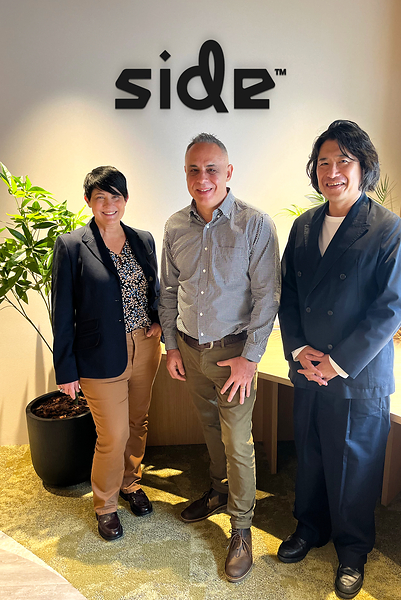 (Left to right): Deborah Kirkham, CEO of Side; Andrea Cordella, Global Head of Art and Chengdu Studio Head at Side; and Teppei Tachibana, Chairman of Side, President and CEO of Pole To Win Holdings officially announce Side Chengdu.
